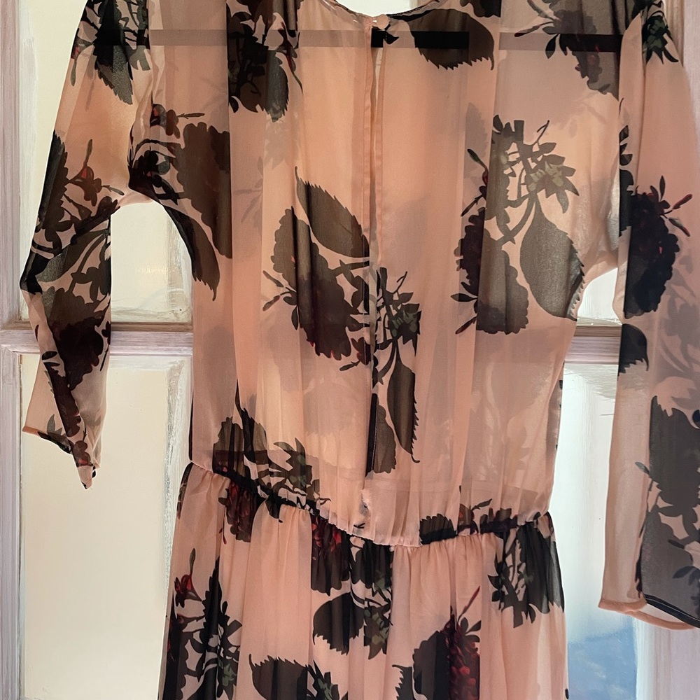 Zara XS peachy pink floral Maxi